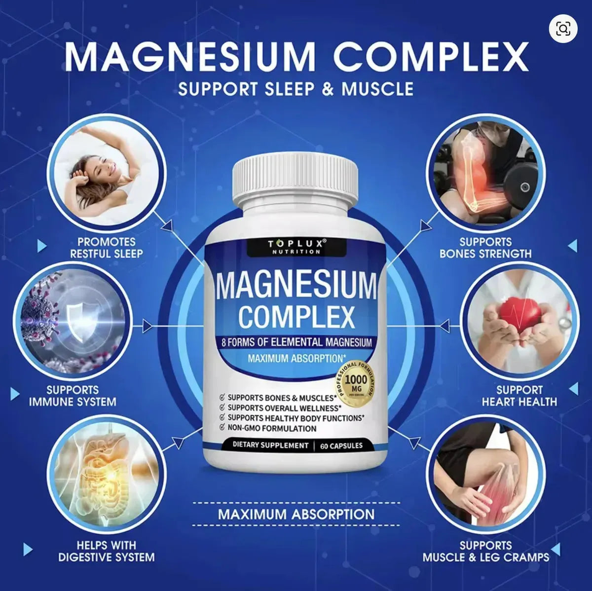 Magnesio 1000mg — Duerme Profundo, Despierta Sin Cansancio